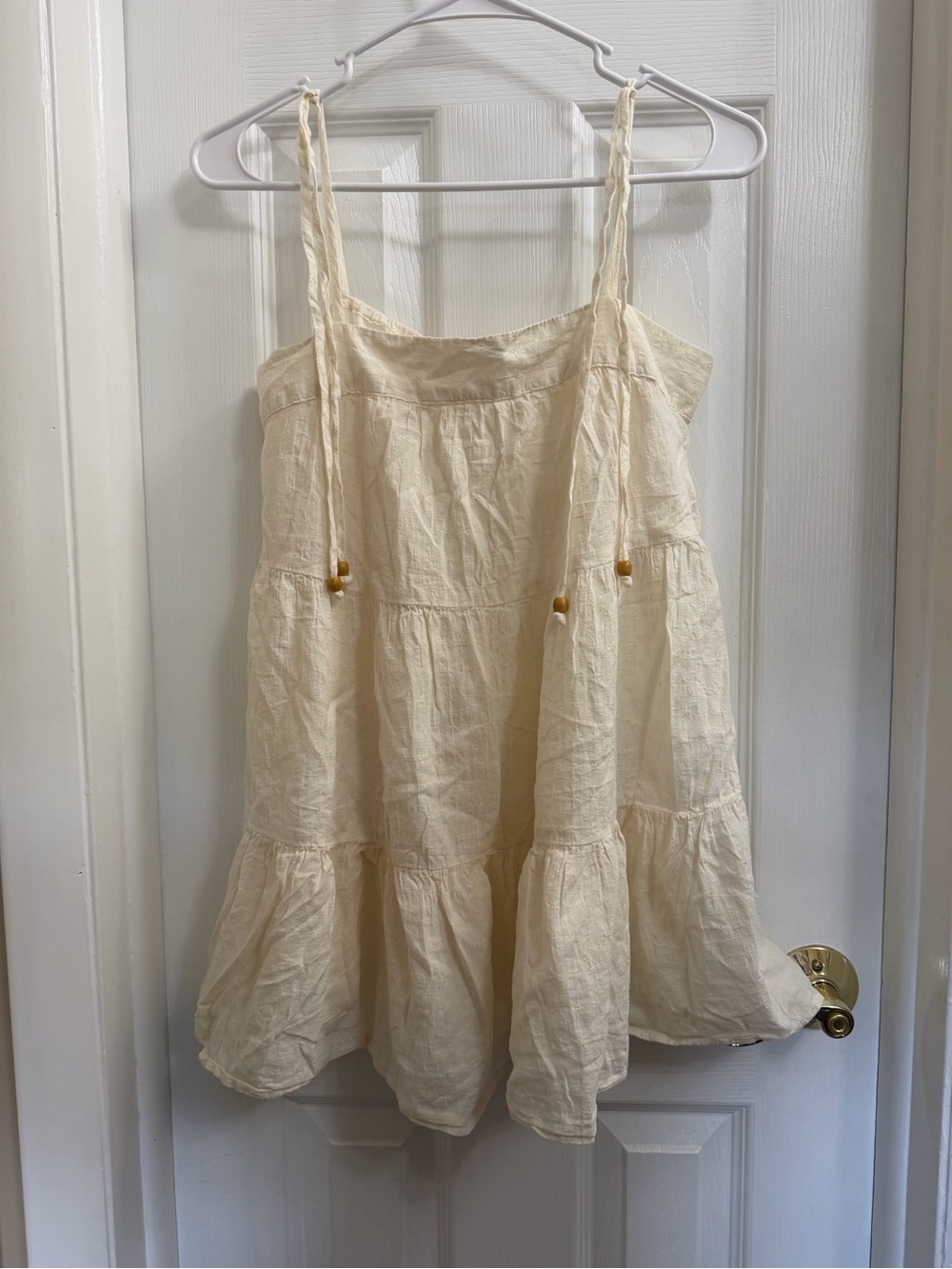 Abercrombie & Fitch Cream Tiered Beach Coverup with Tie Straps